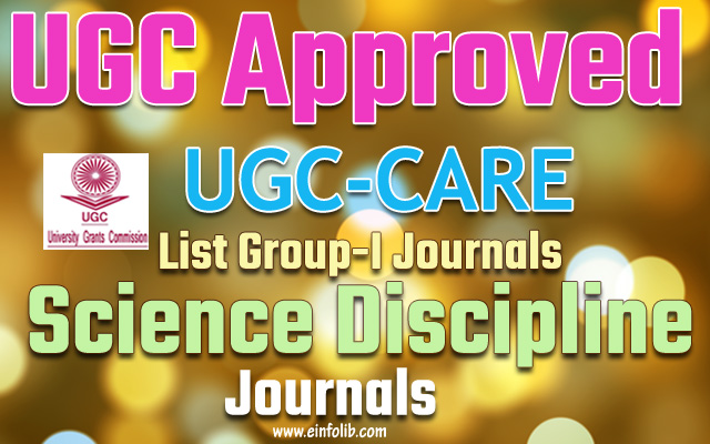 UGC CARE List 2023 Science Journals